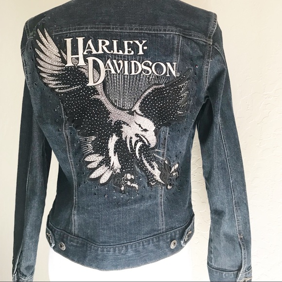 harley davidson denim jacket with eagle